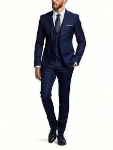 Elegant Men's 3pcs Suit- Slim Fit Tuxedo Set for Weddings& Formal Occasions, Black Suit with White Shirt& Pants, Perfect for Office Meetings and Elegant Events, Formal Attire | Slim Fit Suit | Durable Wedding Wea Business Suits