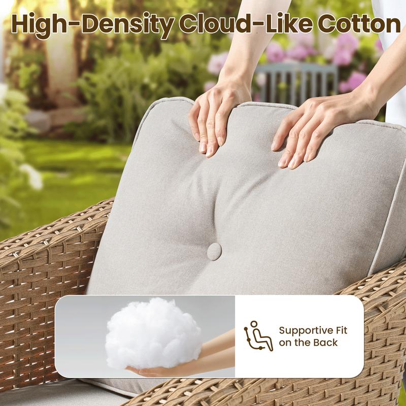 Weaxty 3Pc Set Outdoor Swivel Chairs with Side Table Sectional Rattan Sofa for Poolside Backyard Patio Furniture Elegant Design Comfortable Swivel Chairs & Stylish Side Table