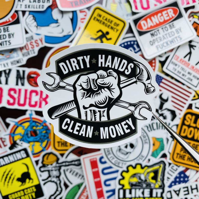 150 PCS Hard Hat Stickers for Adults - Funny Dirty Waterproof Vinyl Stickers for Water Bottle Laptop Helmet Tool Box Cars Blue Collar Stickers for Men