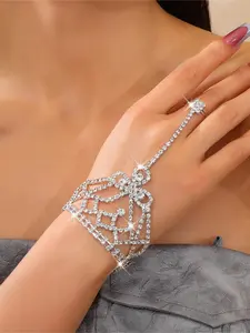 Fashion New Korean Style Bride Rhinestone Bracelet Ring Set, Wedding Dress Accessories, Back Chain Jewelry, Perfect Bridal Accessory, Bridal Jewelry Set For Wedding