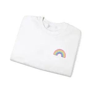 Rainbow Embroidered Crewneck Sweatshirt, Cozy Sweatshirt, Unisex Sweater, Light Jacket, Casual Attire, Rainbow Gift