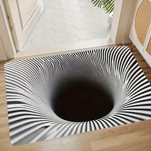 Name 3D Optical Illusion Doormat Unique Black Hole Flannel Rubber Non-Slip Water Absorbent Rug for Front Door Entrance Bedroom Corridor Dining Room Bathroom Office Farmhouse Home Decorative