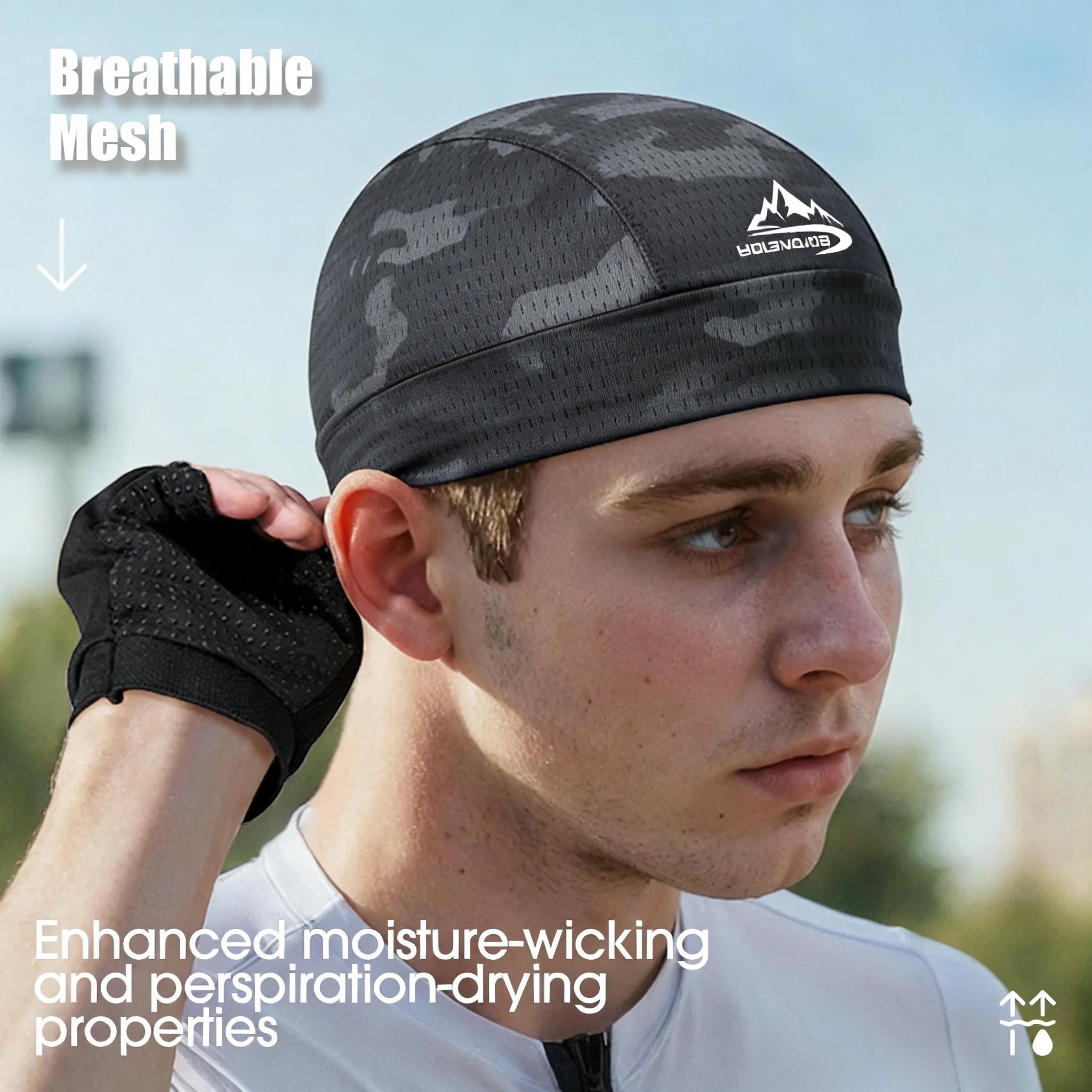 2Pcs/3Pcs Unisex Camo UPF 50+ UV Protection Cycling Helmet Liner Skull Caps | CyclingTok MotorcycleTok OutdoorTok SunSafeTok Breathable Mesh Sweat Wicking Cooling Hat | for Cycling Running Hiking Gym Summer Outdoor Sports