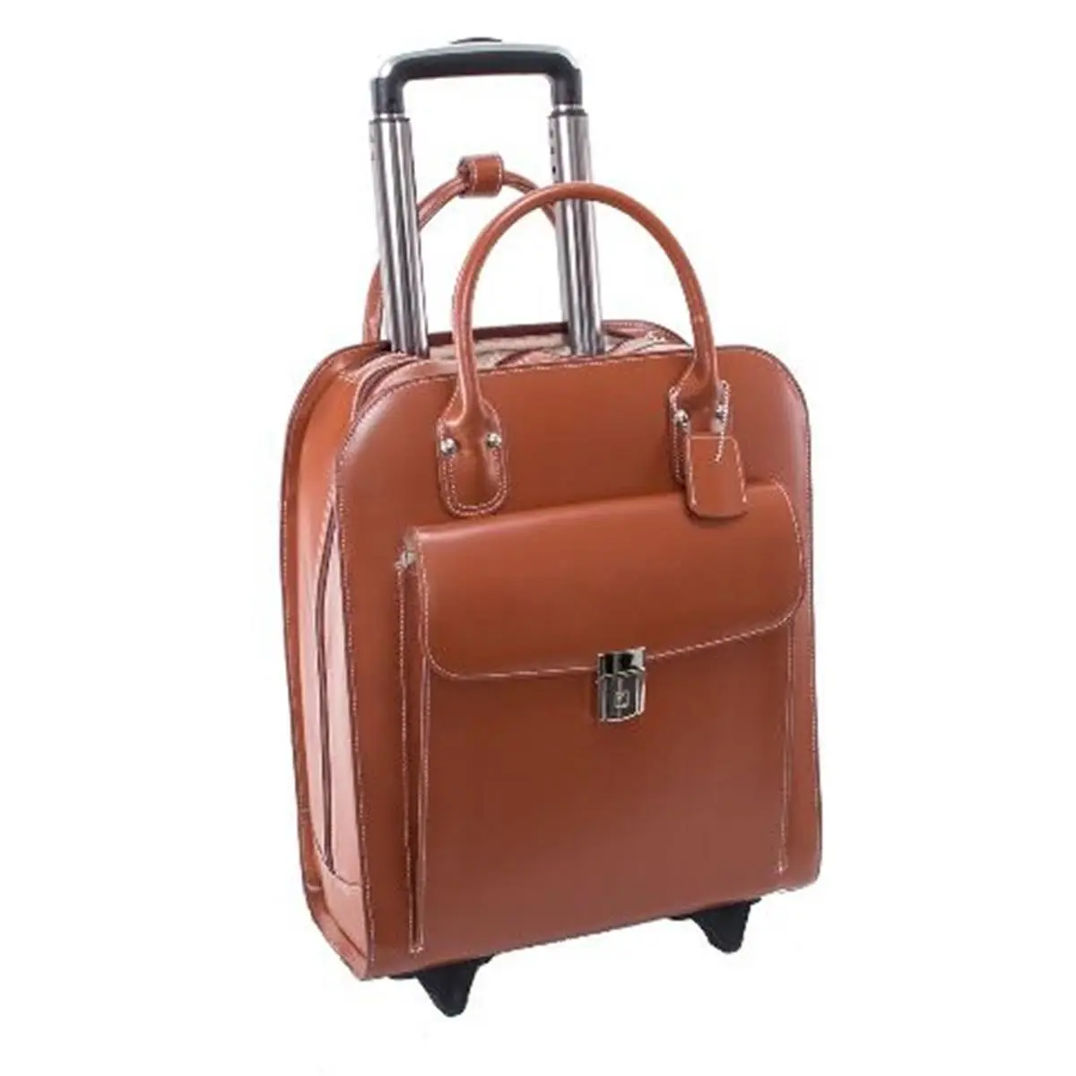 212 MAIN Women's Uptown Commuter Bag - Top Grain Leather Vertical Wheeled Briefcase, Key Lock, Flap Closure, 15.6 in Screen Fit, 13.5x6x16 in Dimensions, Brown