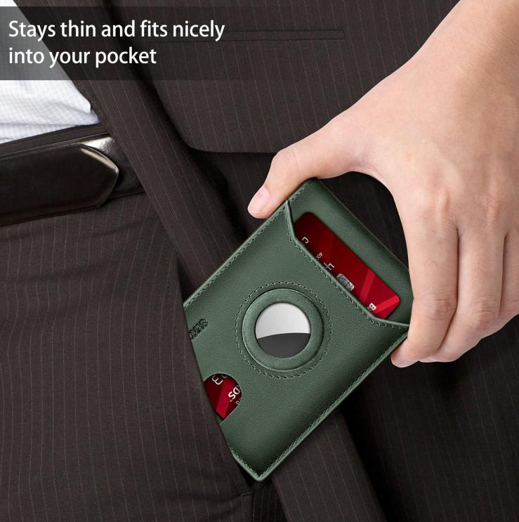 Men's AirTag Wallet - Black Leather with Card Slots & AirTag Holder for Secure Storage - Spacious Interior & Sleek Design