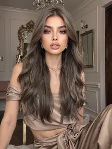 Women's Linen Curly Wig, Long Synthetic Hair, No Bangs, Heat Resistant, Natural Look, Suitable for Daily Use