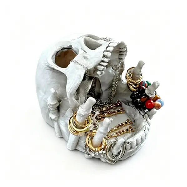 Gothic Skull Resin Jewelry Organizer Box with Necklace Hooks, Compartments, Ring & Earring Holder – Halloween Aesthetic Desktop Room Decorations for Home Storage (Sports & Outdoor Trophies, Medals & Awards Accessory)