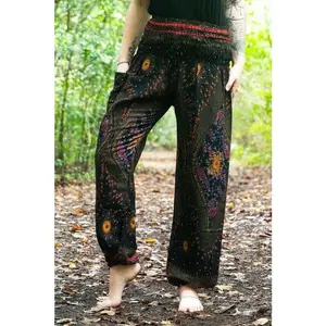 Black PEACOCK Harem Pants Women Boho Pants Hippie Pants