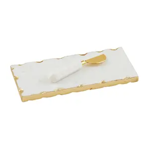 Mud Pie White Marble Everything Plate