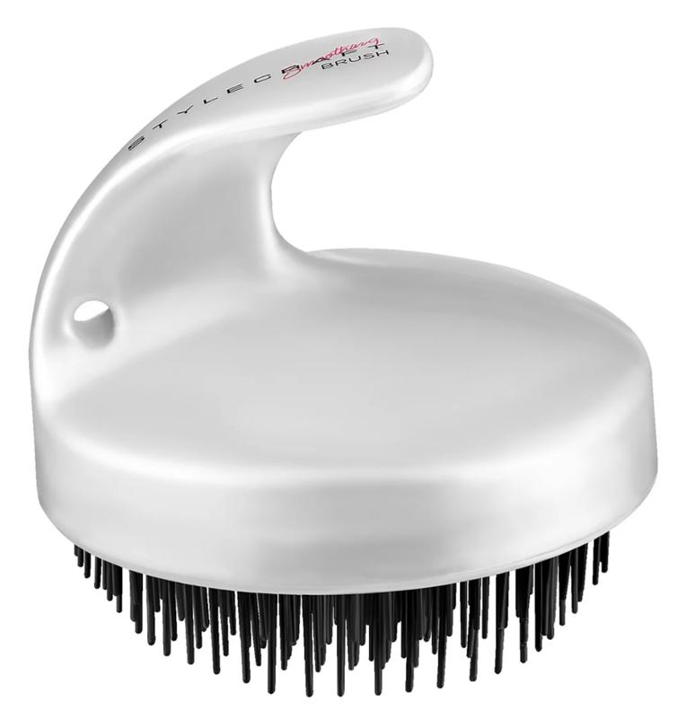 StyleCraft Professional Smoothing Brush - White Hair Care Tool with Black Bristles for Smooth Results - US Series