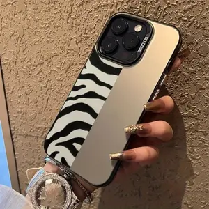Half face zebra pattern, anti drop and anti slip large hole lens phone protective case, suitable for iPhone 17, 16, 15, 14, 13, 12, 11, XS X and other series models, can be given as a gift to friends or family