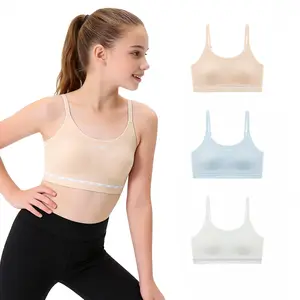 #Summervibes Big Girls' Adjustable Training Bra Popular Seamsless Wireless Training Bra - Crop Cami Training Bras with Adjustable Straps Fixed Pads
