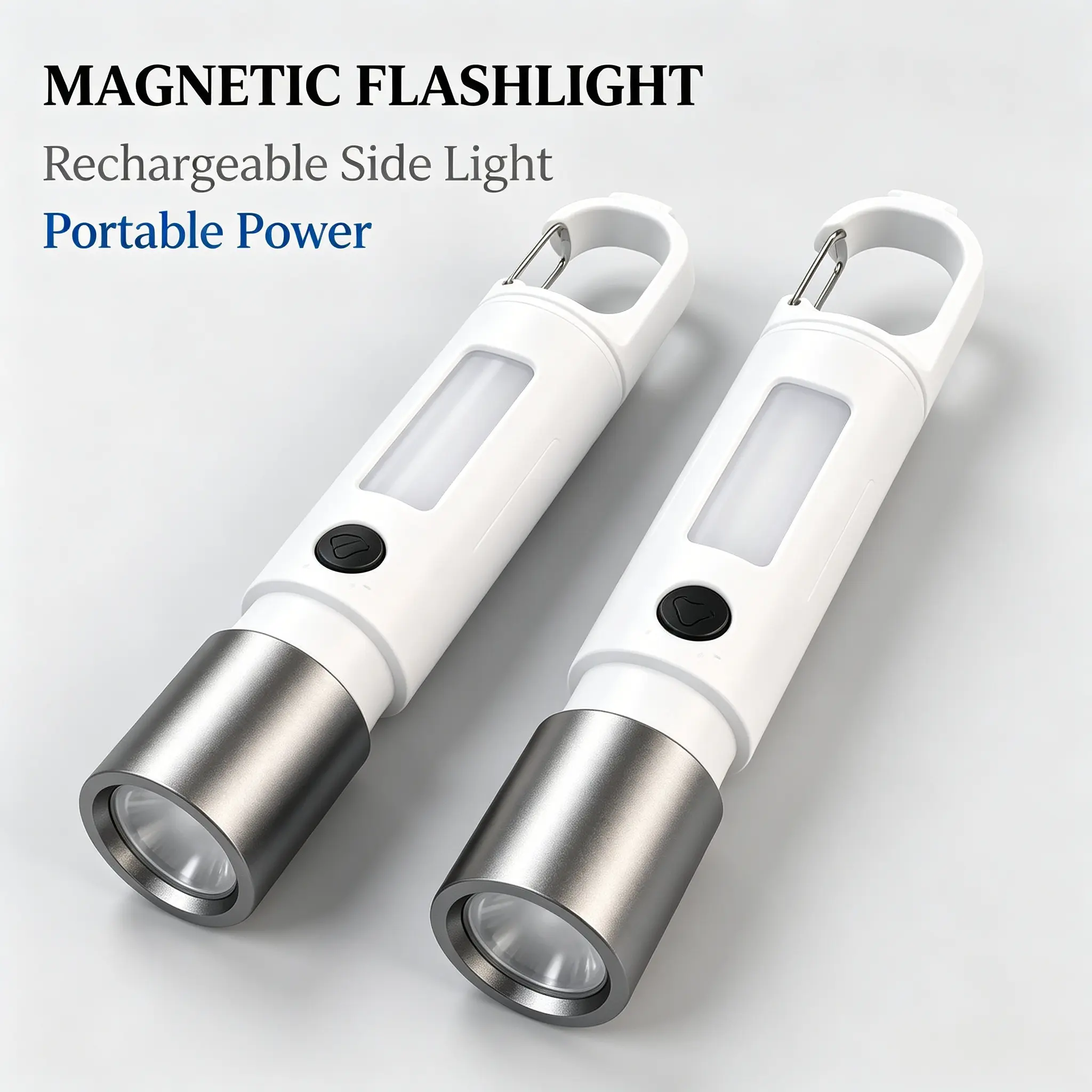 Retractable Zoomable Magnetic Flashlight with Side COB Light, Portable Hanging Torch for Car Inspection, Night Fishing & Household Power Outage Camping LED Work garden patio living room cordless hood light indoor space super bright home outdoor camp