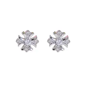 8mm CZ Cross Stud Earrings for Men Women Streetwear Hip Hop Punk Unisex Style