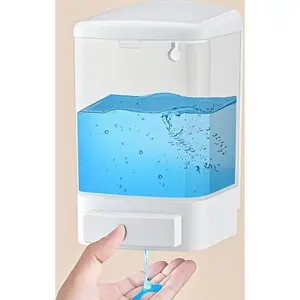 White & transparent plastic soap dispenser-wall mounted manual pump-33.8 oz (1000ml) capacity for liquid containers-reusable leak-proof design-easy fill shampoo & gel dispenser Hand Cleaner Shower White&Black
