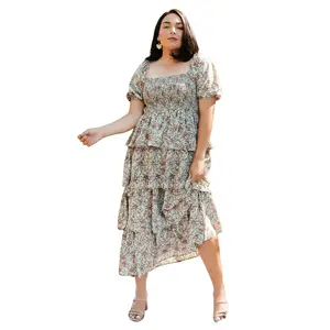 Felicia Tiered Maxi Dress | Green Multi