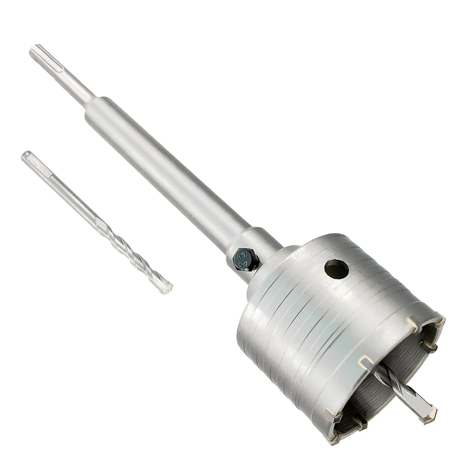 2-3/4" Concrete Hole , 70mm Tungsten Steel Core Bit for Cinder Block, Brick, Rock, Plank Walls for Pipes or mini Split Lines, with SDS Plus Shank and 2 Center Positioning Drill Bits.