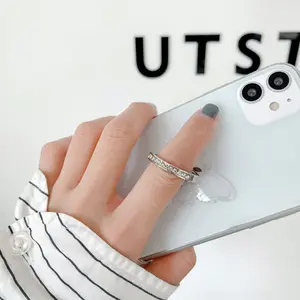 Fashion Clear Ring Phone Holder, Rhinestone Ring Design Phone Holder, Universal Phone Accessories for iPhone & Android Phone