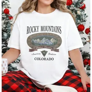 Vintage Rocky Mountains Colorado T-Shirt, Outdoor Discovery Graphic Tee, 90s Mountain Hiking Shirt, Comfort Colors ®     Ivory Nature Top