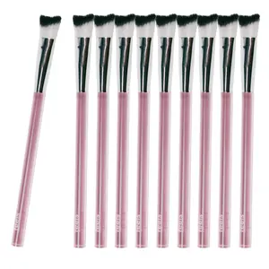 Feels Lash Cleaning Brush Eyelash Extensions Shampoo Brush Soft Curved Fluffy Cleansing (10 pack, Pink)