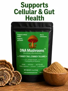 Turkey Tail Mushroom-Supports Gut Health, immune wellness, antioxidant support, high quality ingredients, Pure Potent no fillers, no coffee. Mind blowing what studies show