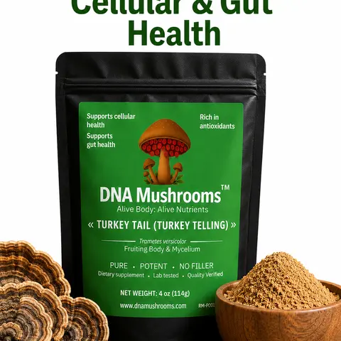 Organic Turkey Tail Mushroom Dietary Supplements - Natural Fine Powder, Functional Formula, Dairy-Free, Pure Fruiting Body + Myc, No Fillers/Coffee, Lab-Tested, 24 Months Shelf Life, Gut Health Support, Detox, 1 tsp Daily Mix, 4oz/8oz Options for Adults