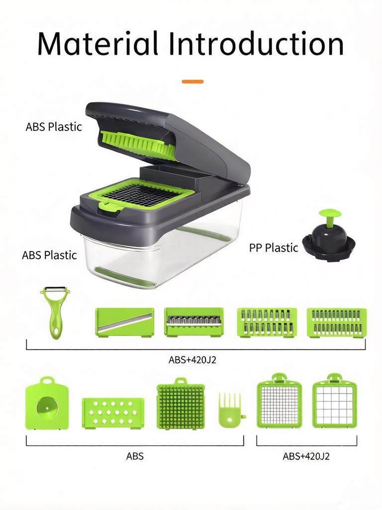 Multifunctional Vegetable Chopper, Kitchen Mandoline Slicer for Potato, Carrot & Cucumber, Easy Food Dicer Cutter Shredder Grater with Stainless Steel Blades, Time-Saving Cooking Tool for Home & Commercial Use