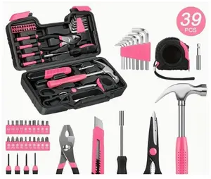 39 Piece Combo Tool Set Home Hand Repair Toolbox Pliers Household Hardware Tools  Pink & Red Toolbox for Ladies