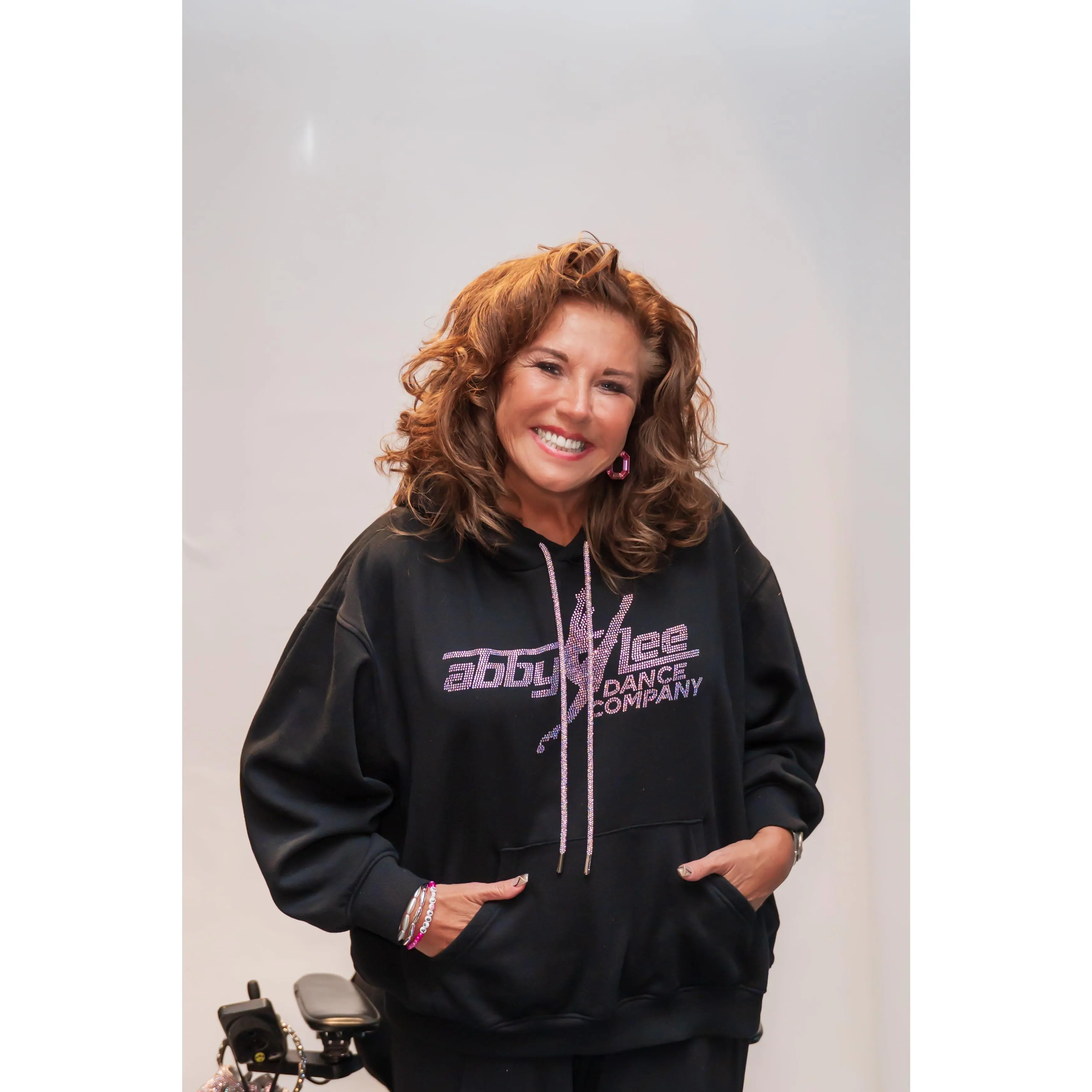 ALDC-NEW Rhinestone Black Hoodie with Pink Logo