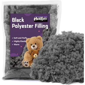 3.52Oz/100g Grey Black Polyfill Stuffing, Premium Polyester Fiber Fill for Stuffed Animals and Crochet DIY Crafts