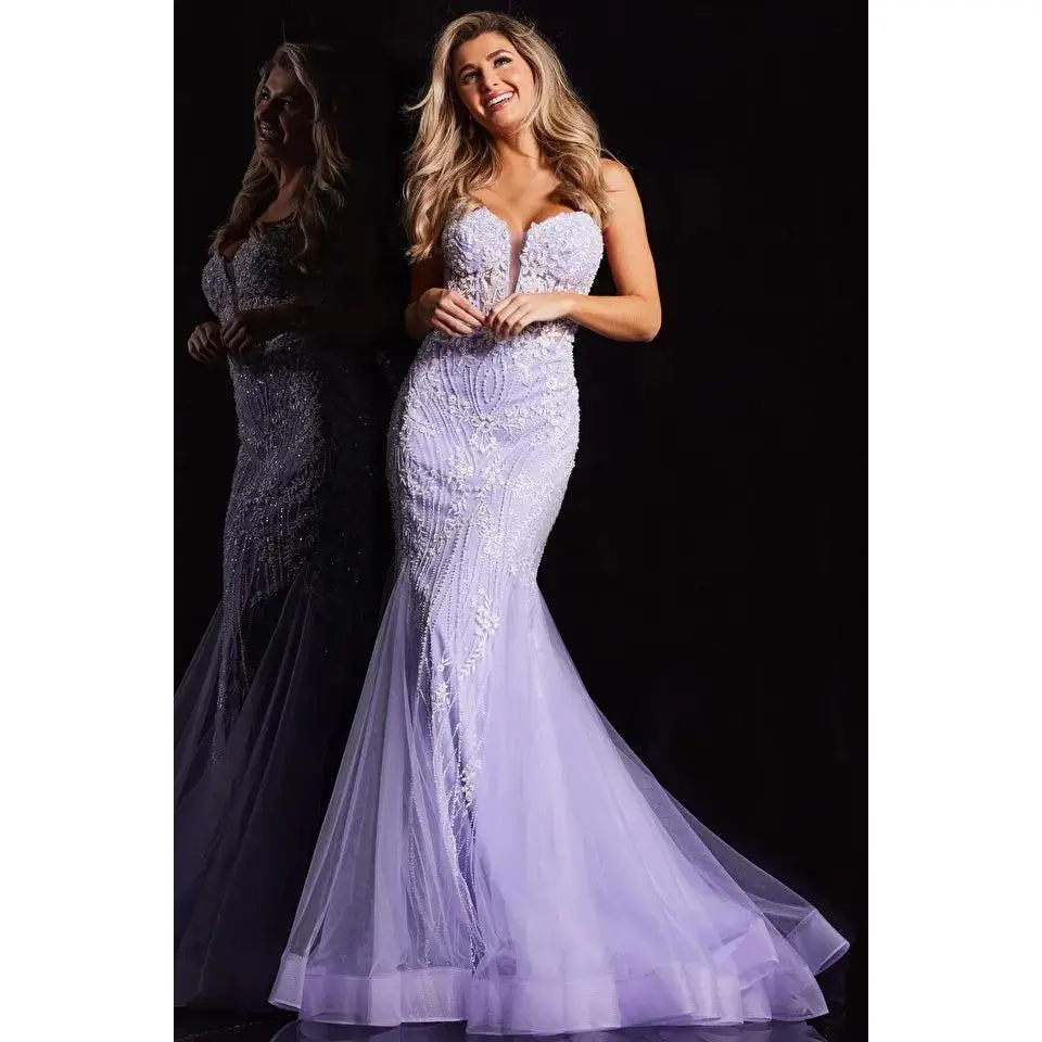 Jovani -37414  V-Neck Mermaid Prom Dress