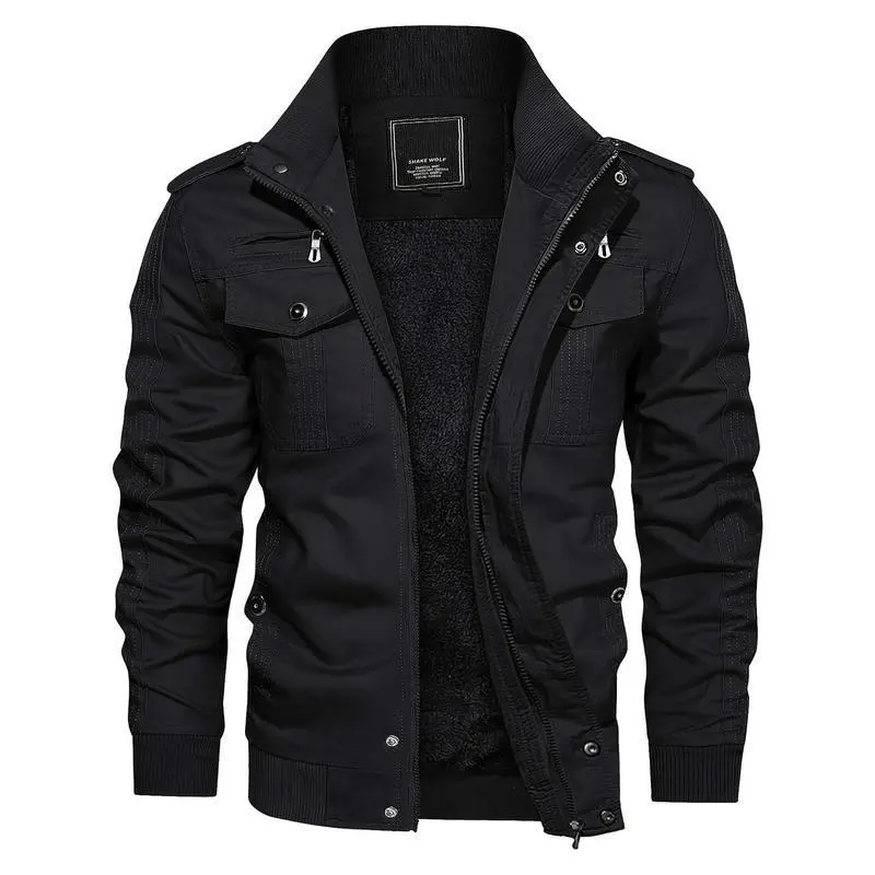 Men's Fleece Jacket And Coat - Winter Full Zip Multi-Pocket 2 Chest Pockets 2 Side Pockets And 1 Inner Pocket Fleece Lined Windproof Warm Stylish Comfortable - For Men - Suitable for Work, Outdoor Activities, Cycling, Climbing, Camping, Hiking, Travel -