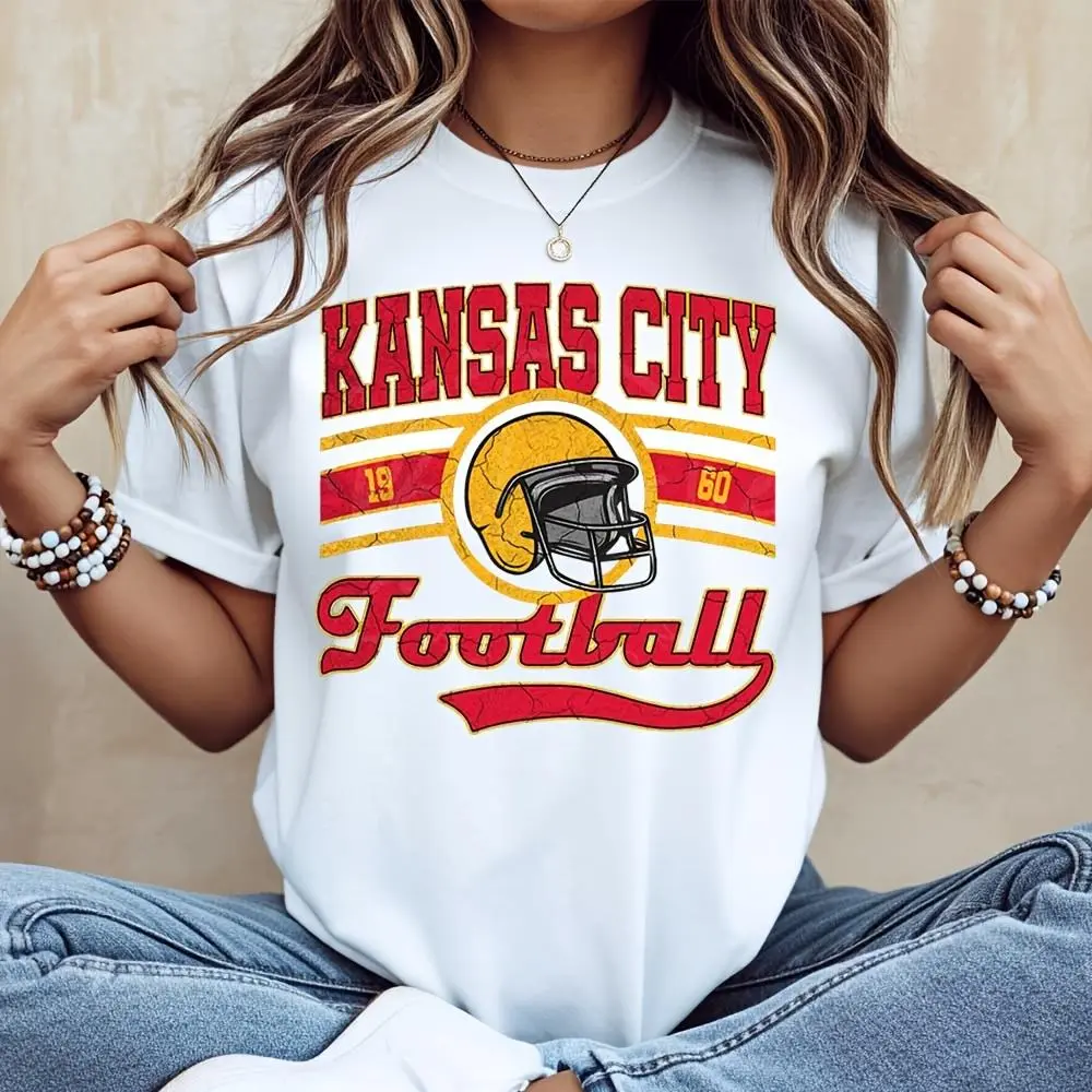 Kansas City Football 1960 Vintage Helmet Graphic, T-Shirt, Retro Sports Fan Apparel, Casual Daily Wear Game Day Gift