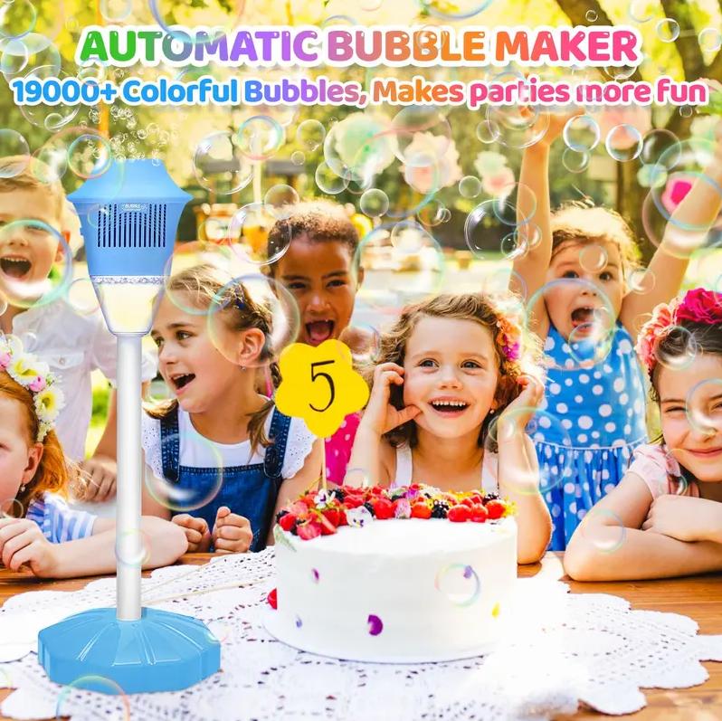 Automatic Handheld Bubble Machine for Kids, Bubble Maker Spring Summer Toys with Lights, Outdoor Rechargeable Blower Best Easter Gift for Children