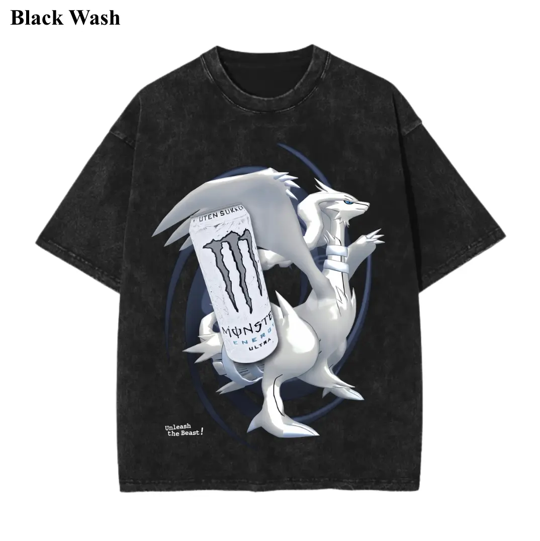 Vintage Reshiram White Soda Tee, Pocket Monster x Energy Soda Graphic Tees, Pocket Monster T-Shirt, Unisex Anime Shirt, Gym Workout Shirt, Menswear Womenswear Streetwear Top Fit Oversize