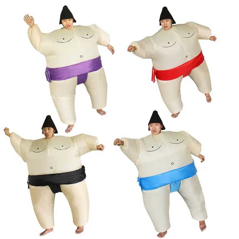 Sumo Wrestler Polyester Inflatable Costume, Battery-Free, Youth/Adult Sizes, Fits 155-190cm, Comes with Fan and Battery Box (Batteries Not Included), Suitable for Halloween Cosplay and Festival Carnivals