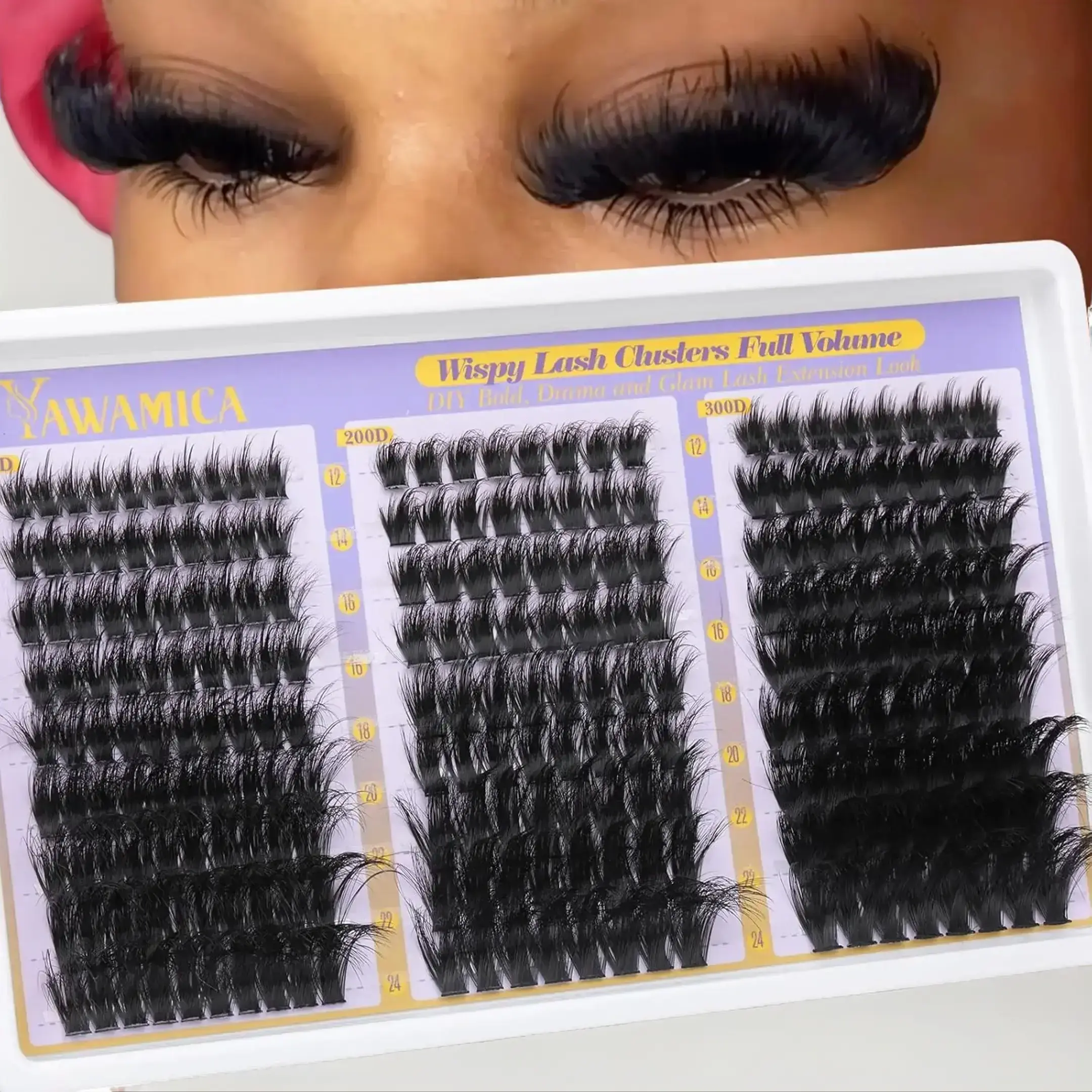 False Eyelashes Extensions Plush Eyelash Clusters Fluffy Eyelashes Cluster 150D+200D+300D, Easy Diy Eyelashes, Voluminous Lashes Extensions 12-24mm, Long Lashes Flare Lashes, Lightweight Volume Individual Lashes, DIY Lash Extension Kit 234pcs