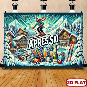 Winter Ski Tapestry Snow Mountain Backdrop Après Ski Theme Wall Hanging Photography Background for Party Decoration Living Room Bedroom Indoor Outdoor Polyester
