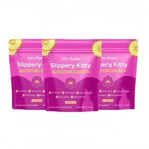 Slippery Kitty Feminine Probiotic + Moisture Gummies - All in One Solution with Slippery Elm 60 Count Pineapple Flavor