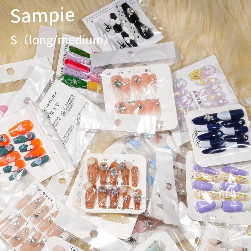 jojo:20sets handmade press-on nails selectable size and length random style