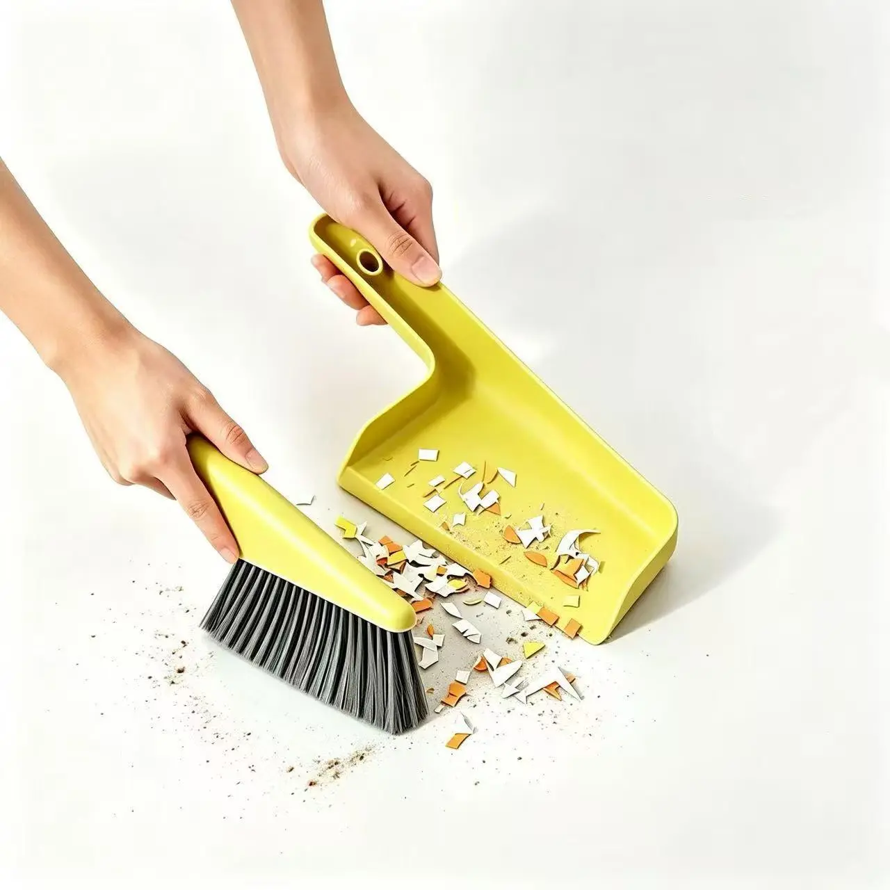 Mini lightweight desktop broom and dustpan set, soft-bristle handheld cleaning brush for keyboards and desk surfaces, small portable dustpan sweeper for home, office, and car