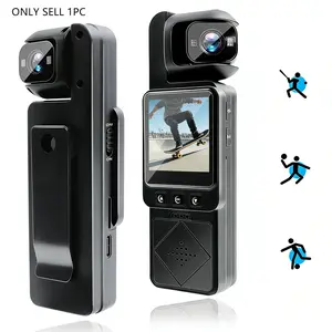 Vlogging Camera for Body Camera with Audio & Video Recording 1080P HD Action Cam with 180° Rotating Lens Night Vision Camcorder for Records Traveling Pet Walking Portable Camera Compact Design