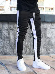 Men's Regular Fit Colorblock Patchwork Drawstring Waist Sweatpants, Casual Pocket Side Stripe Skinny Pants for Daily Wear, Mens Pants, Knitting Streetwear for All Seasons, Athleisure Style Pants