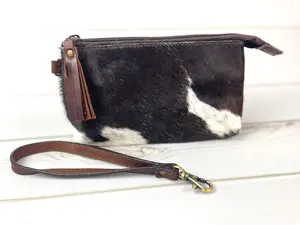 Cowhide Leather Wristlet Bag