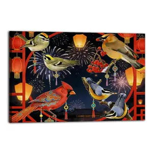 Chinese-Style Birds Poster for Bedroom Aesthetic Canvas Wall Art Living Room Posters Painting Picture Print Modern Family Decor Artist Bathroom Poster