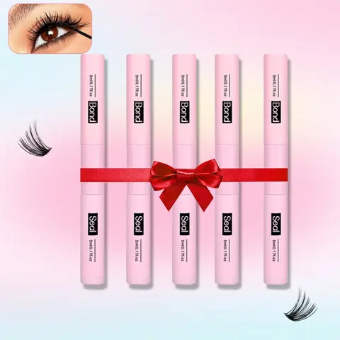 Waterproof Eyelash Bond & Seal, Professional Long-Lasting Lash Adhesive, Eyelash Extension Glue, False Eyelash Glue (5 mL + 5 mL), Eyelash Set, Wholesale Packs of 1/2/3/5 Pcs