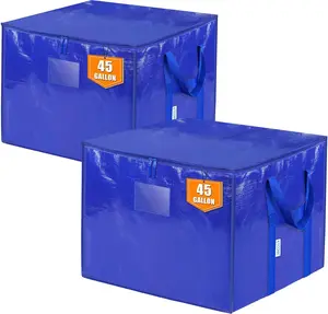 2-Pack TICONN 45-Gallon Extra Large Moving Bags, Heavy-Duty Storage Tote with Zippers & Handles for Space Saving