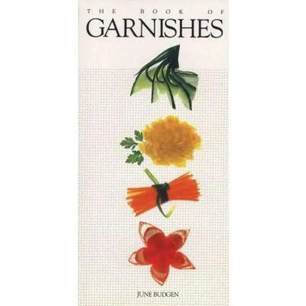 Used Cooking Guide Book - "The Book of Garnishes" by June Budgen, Garnishing Resource with Step-by-Step Photos, Soft Cover, Utensils and Cutters References (English)