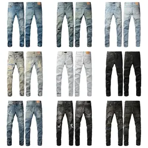 Jeans brand Jeans Men's Jeans Casual Comfort Holes Fashionable Straight Skinny Slim Fit Jeans, Ripped Stretch Jeans Denim Pants