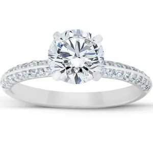 2 Ct Diamond Engagement Ring Pave 14k White Gold
